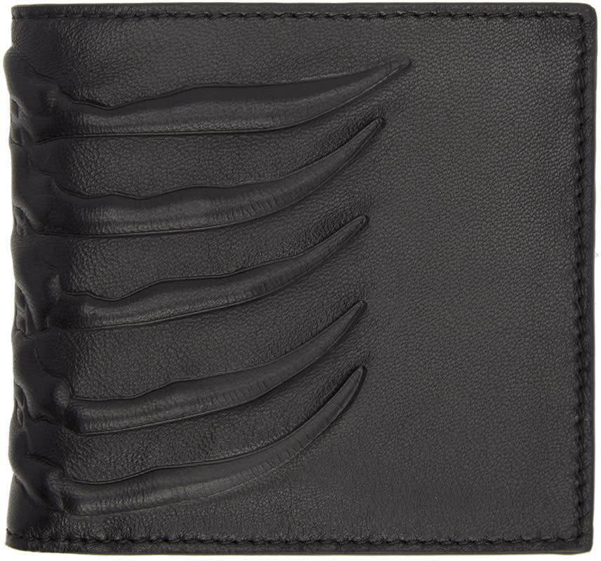 Alexander Mcqueen Black Rib Cage Bifold Wallet