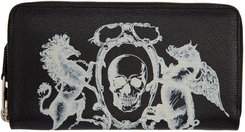 Alexander Mcqueen Black coat Of Arms Continental Zip Around Wallet