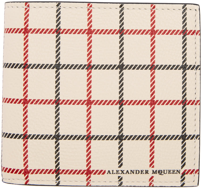 Alexander Mcqueen Off-white Leather Check Wallet