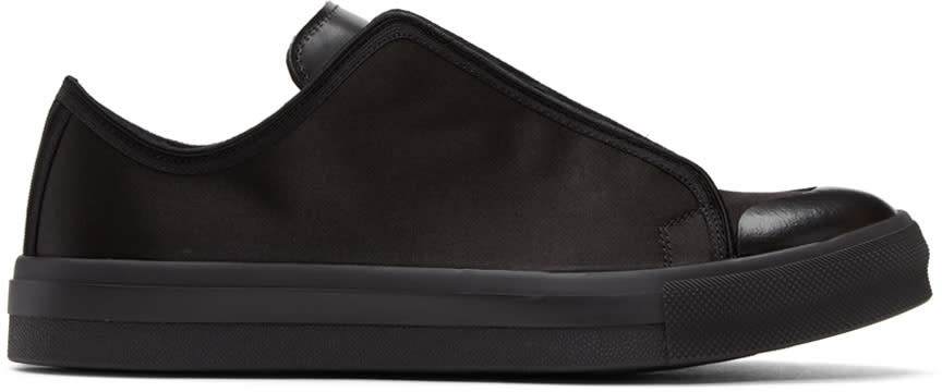 Alexander Mcqueen Black Satin Low Cut Sneakers