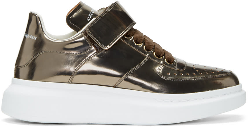 Alexander Mcqueen Bronze Oversized Strap High-top Sneakers