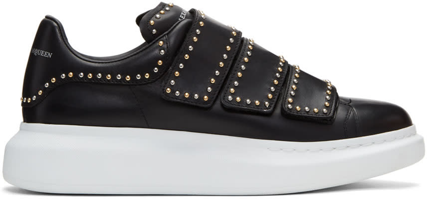 Alexander Mcqueen Black Studded Straps Oversized Sneakers