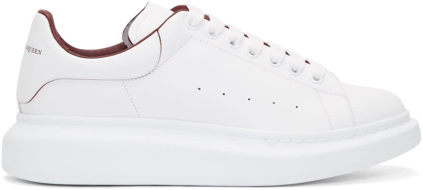 Alexander Mcqueen White and Burgundy Oversized Sneakers