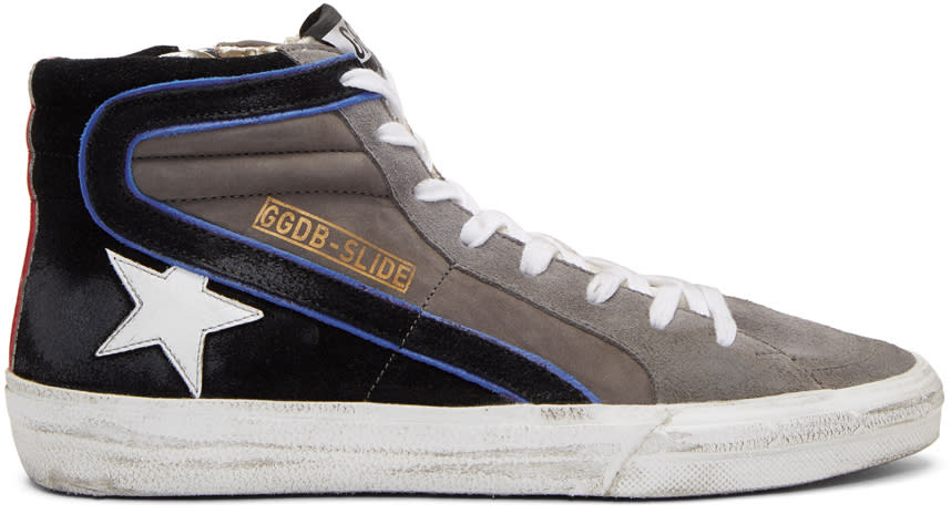 Golden Goose Grey Suede Slide High-top Sneakers