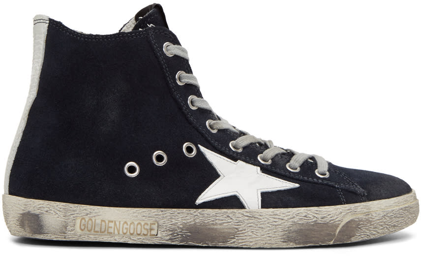 Golden Goose Navy Suede Francy High-top Sneakers