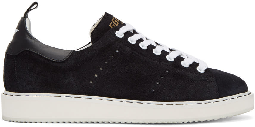 Golden Goose Black and White Suede Starter Sneakers