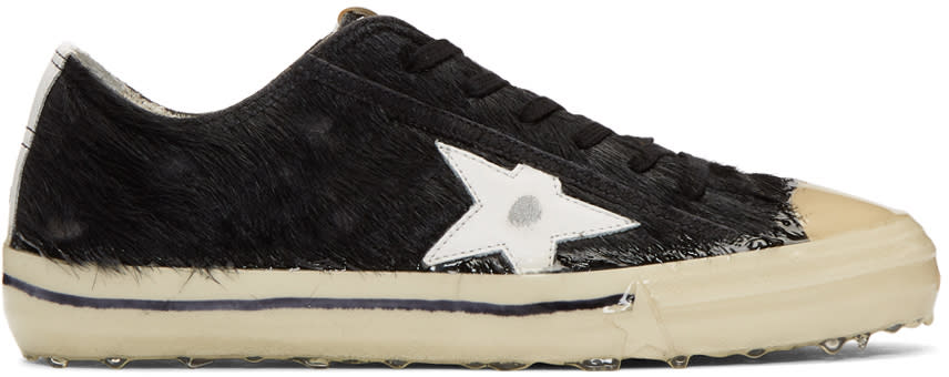 Golden Goose Black Pony V-star 2 Sneakers