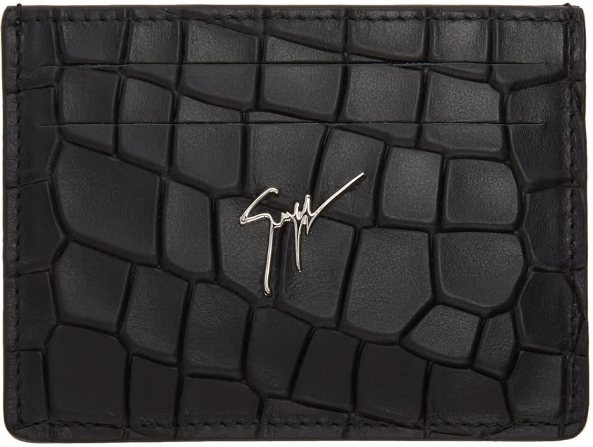 Giuseppe Zanotti Black Croc Logo Card Holder