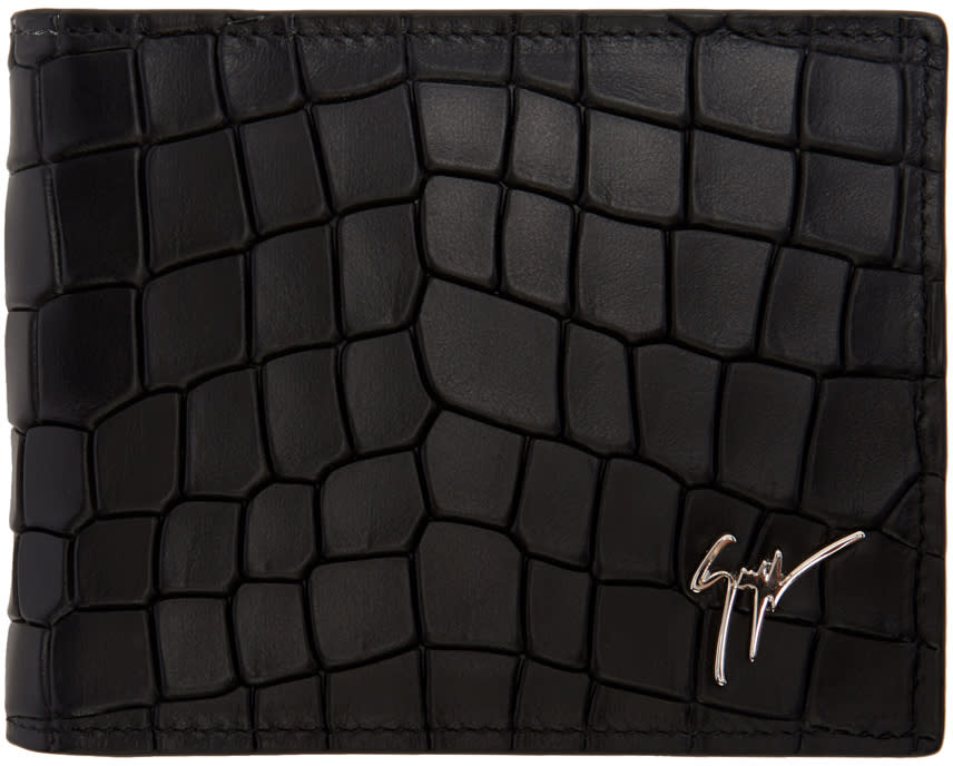 Giuseppe Zanotti Black Croc-embossed Zayn Wallet