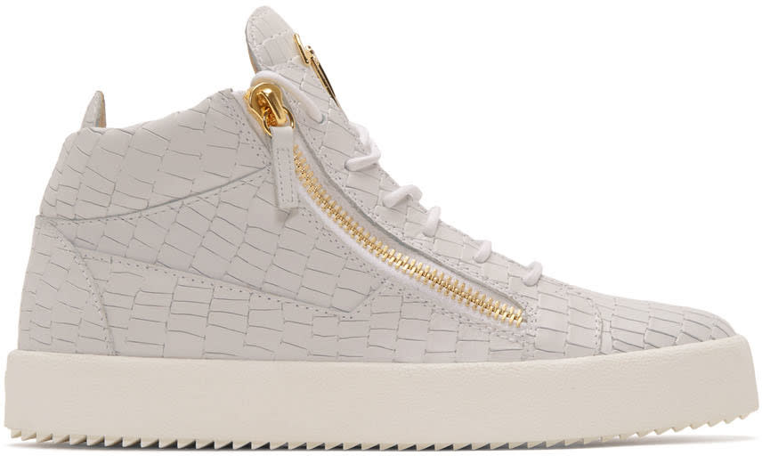 Giuseppe Zanotti Off-white Croc-embossed Zayn High-top Sneakers