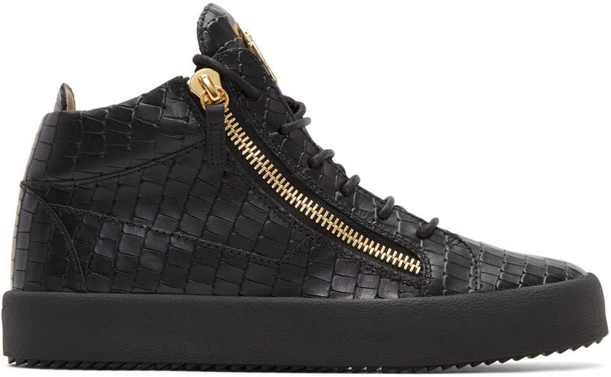 Giuseppe Zanotti Black Croc-embossed Zayn High-top Sneakers