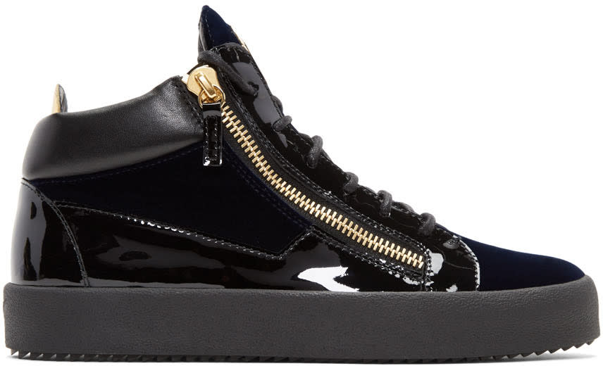 Giuseppe Zanotti Navy Velvet Veronica High-top Sneakers