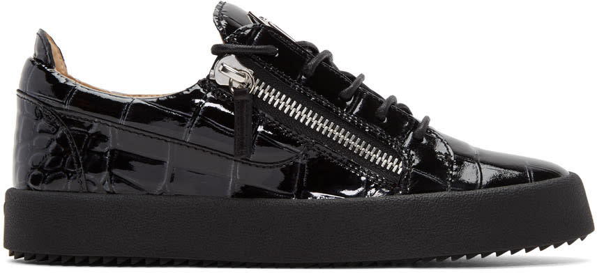 Giuseppe Zanotti Black Croc-embossed May London Sneakers