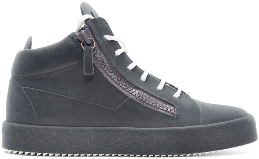 Giuseppe Zanotti Grey Flocked May London High-top Sneakers