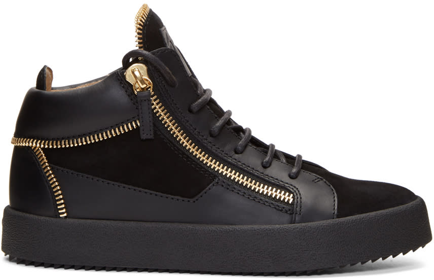 Giuseppe Zanotti Black Suede May London Zip High-top Sneakers