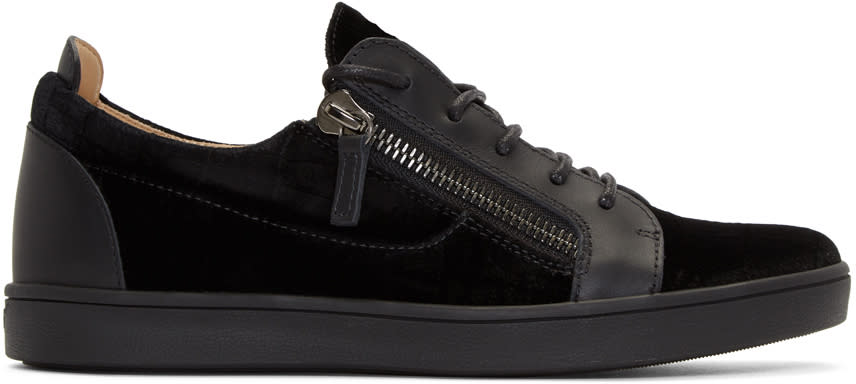 Giuseppe Zanotti Black Croc Velvet Brek Sneakers
