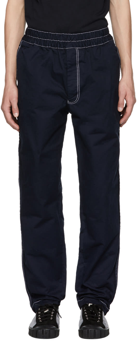 Comme Des Garcons Shirt Navy Contrast Stitch Trousers