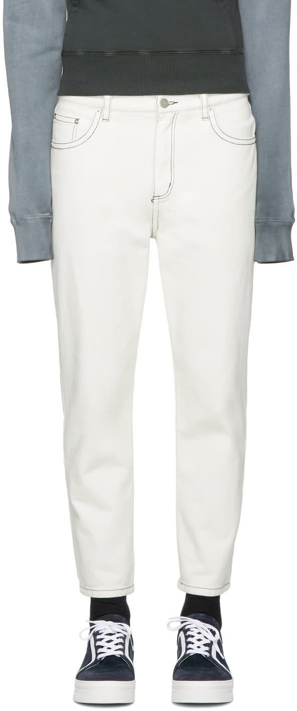 3.1 Phillip Lim White Tapered Cropped Jeans