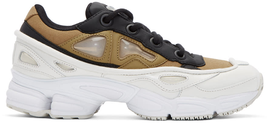 Raf Simons Khaki and White Adidas Originals Edition Ozweego Iii Sneakers