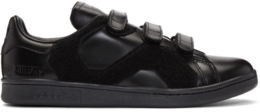Raf Simons Black Adidas Originals Edition Stan Smith Comfort Badge Sneakers