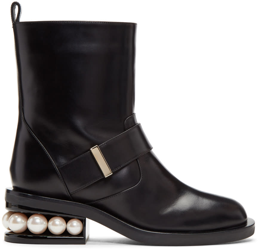 Nicholas Kirkwood Black Casati Pearl Biker Boots