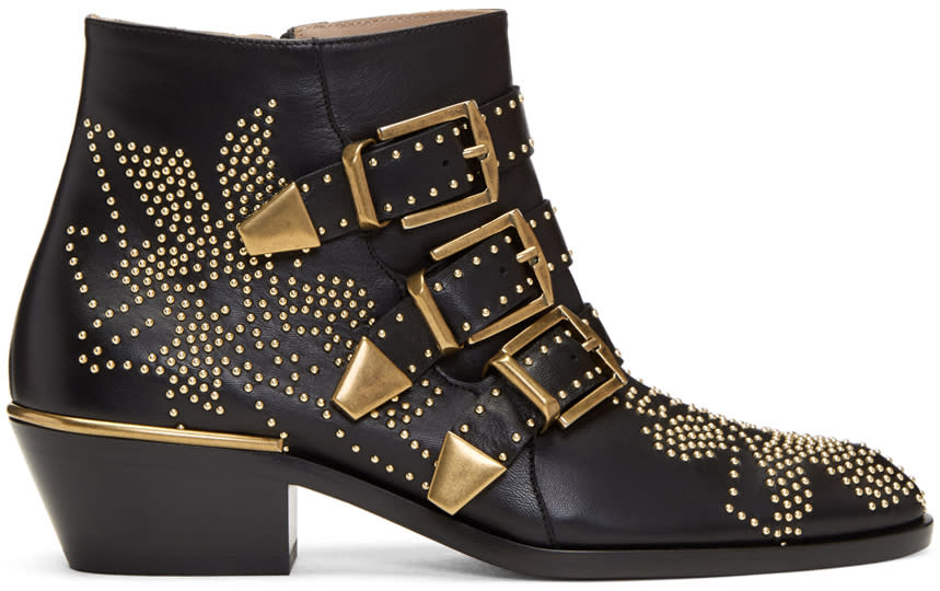 Chloe Black and Gold Susanna Boots