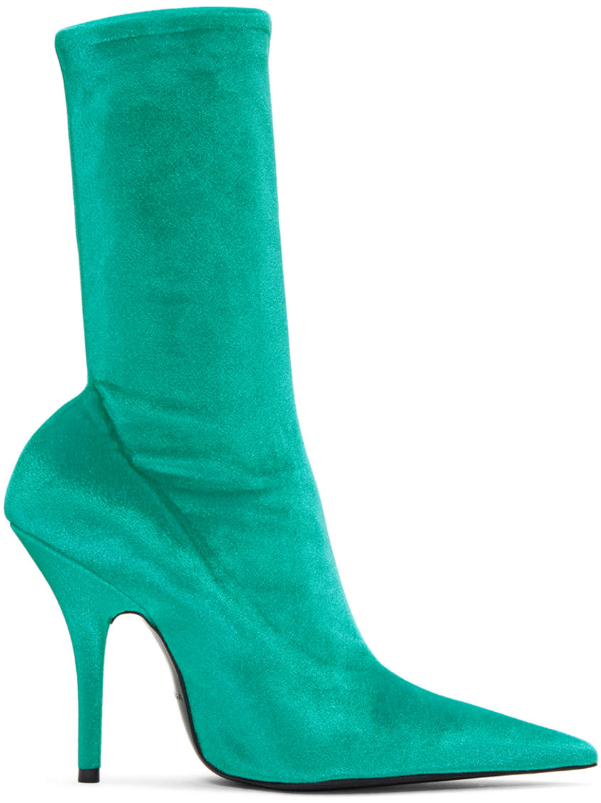 Balenciaga Blue Velvet Knife Boots