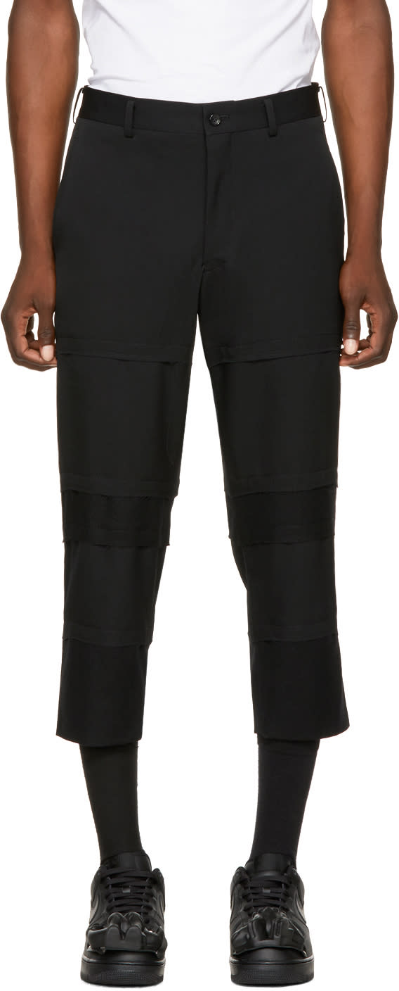 Comme Des Garcons Homme Plus Black Wool Panel Trousers