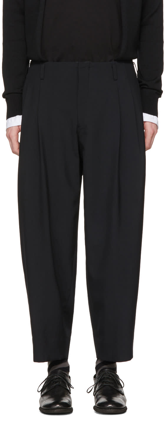 Comme Des Garcons Homme Plus Black Tropical Wool Trousers