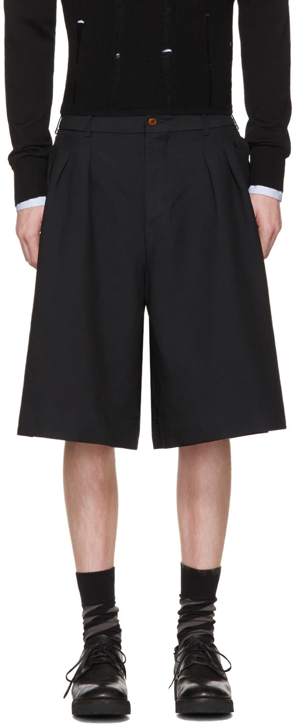 Comme Des Garcons Homme Plus Black Oversized Twill Shorts