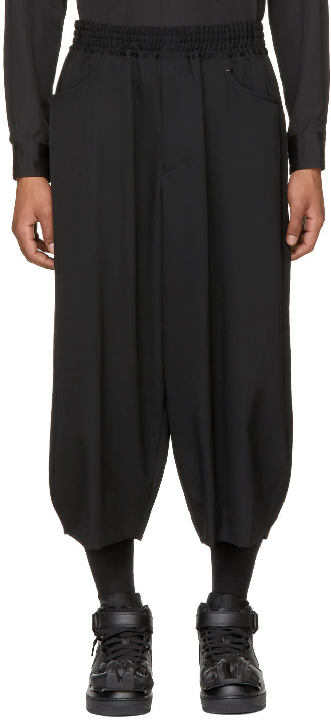 Comme Des Garcons Homme Plus Black Oversized Wool Gabardine Shorts