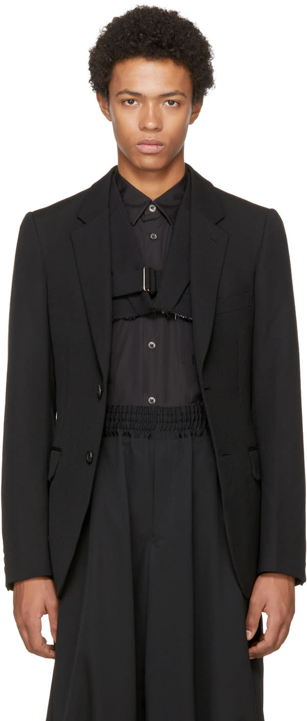 Comme Des Garcons Homme Plus Black Wool Gabardine Blazer