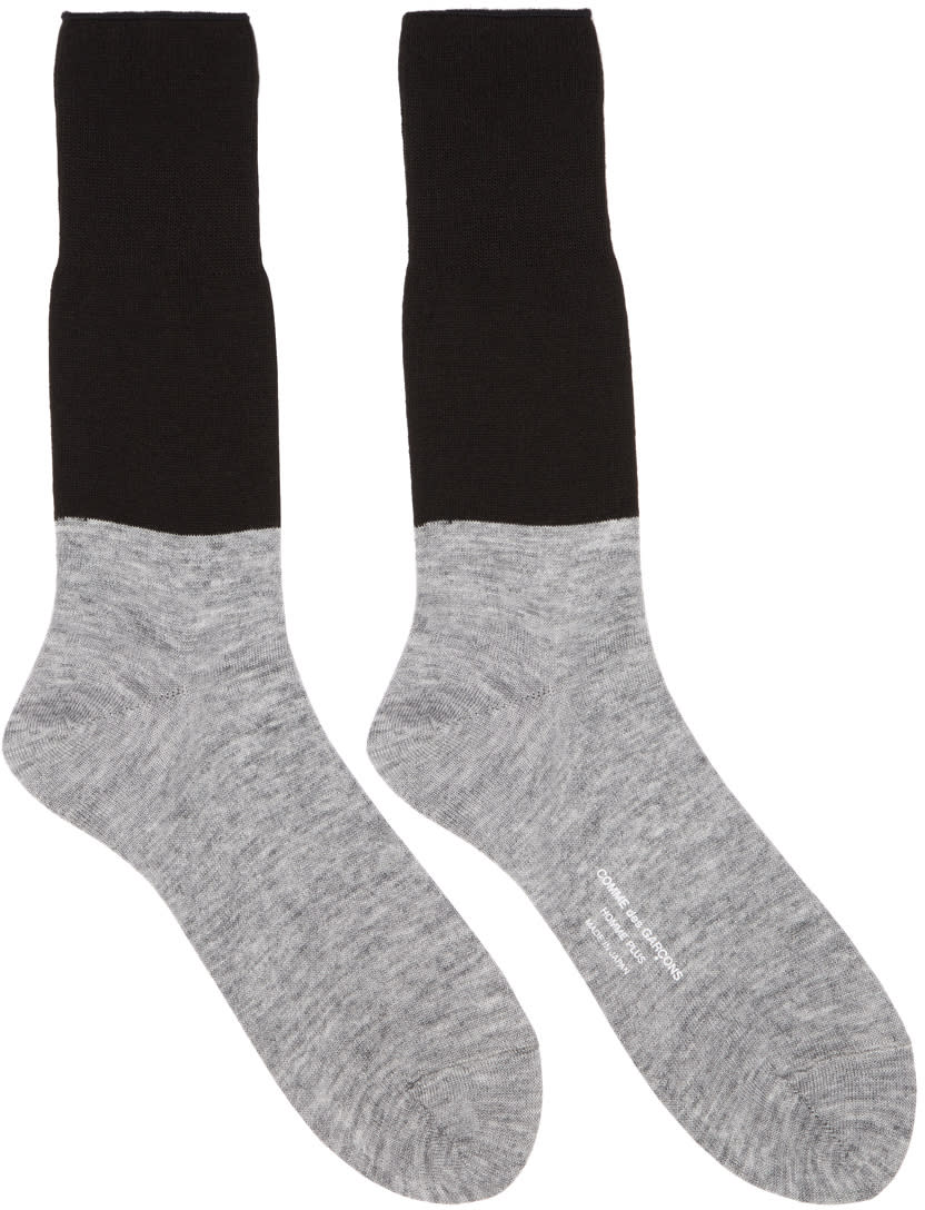 Comme Des Garcons Homme Plus Black and Grey Colorblocked Jersey Socks