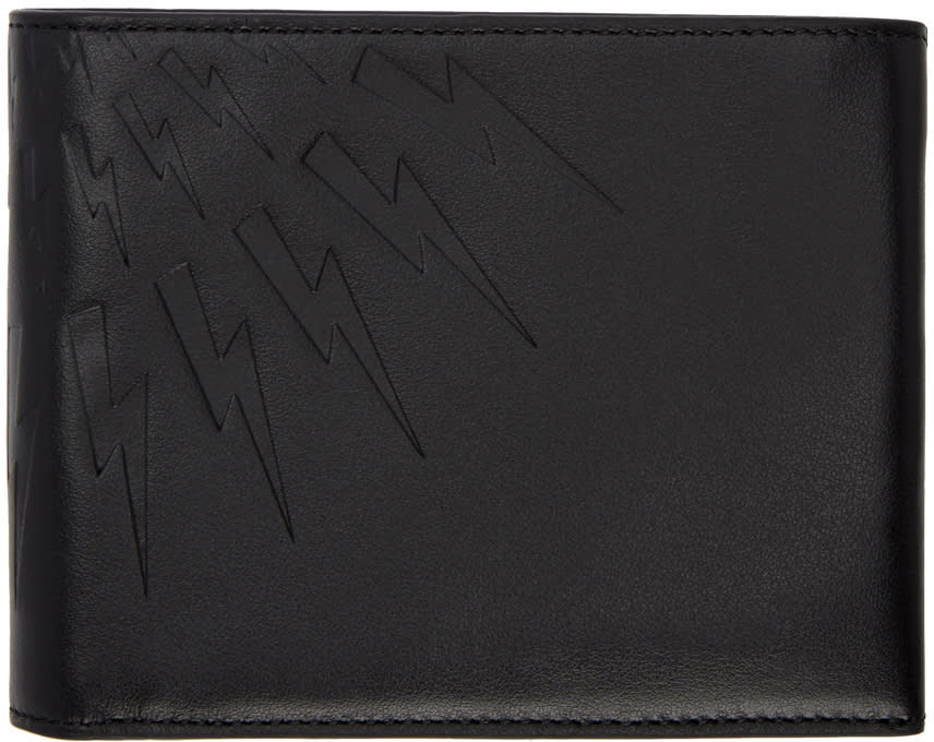 Neil Barrett Black Embossed Thunderbolt Bifold Wallet