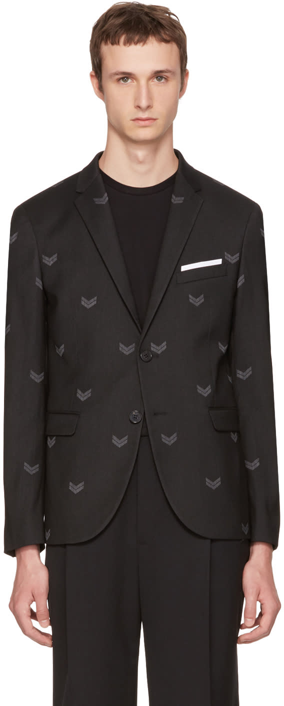 Neil Barrett Black Military Skinny Blazer