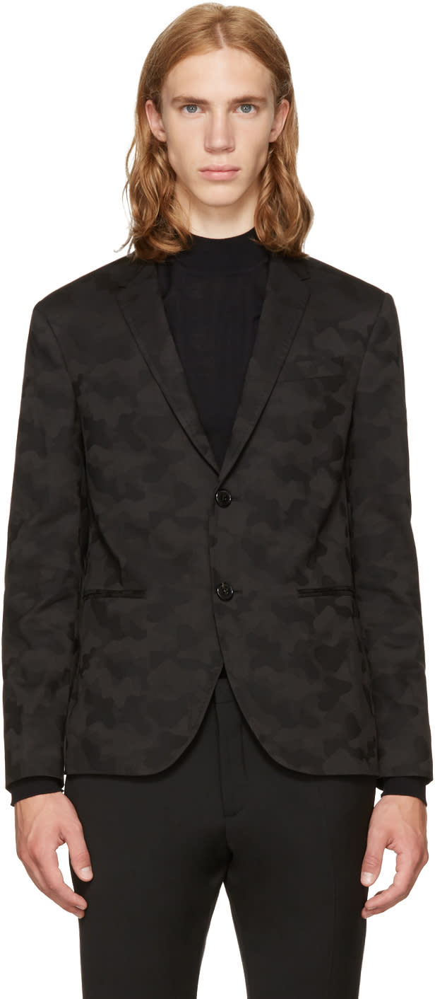Neil Barrett Black Slim Camo Blazer
