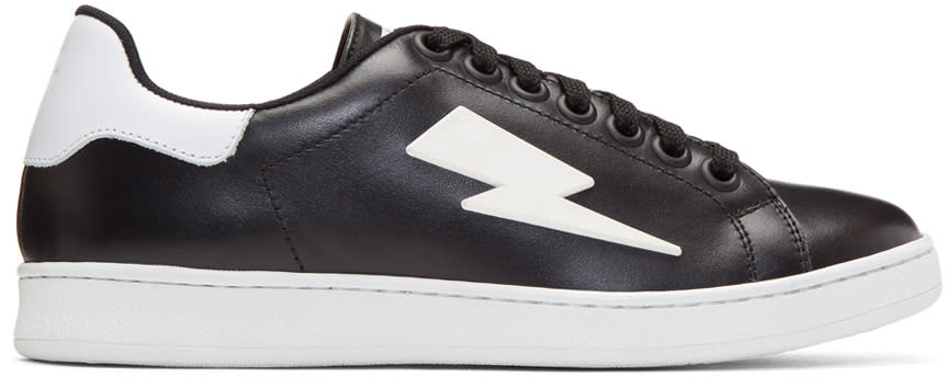 Neil Barrett Black Thunderbolt Tennis Sneakers