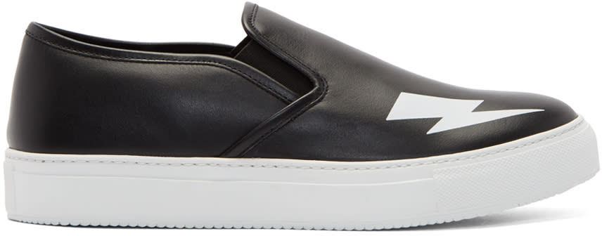 Neil Barrett Black Thunderbolt Slip-on Sneakers