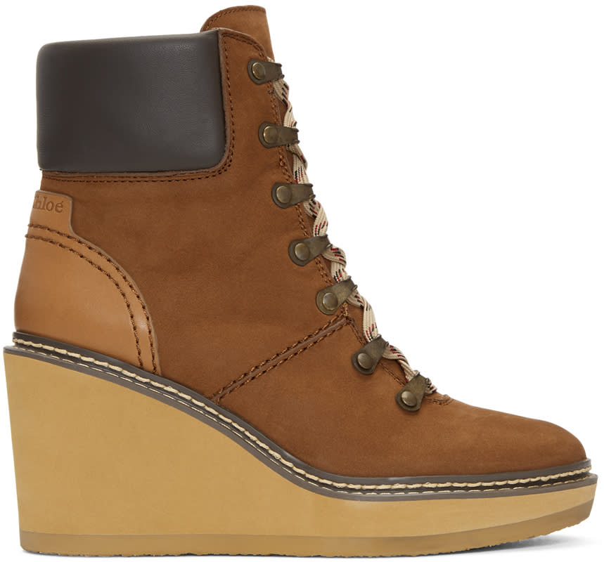 See By Chloe Brown Nubuck Eileen Wedge Boots