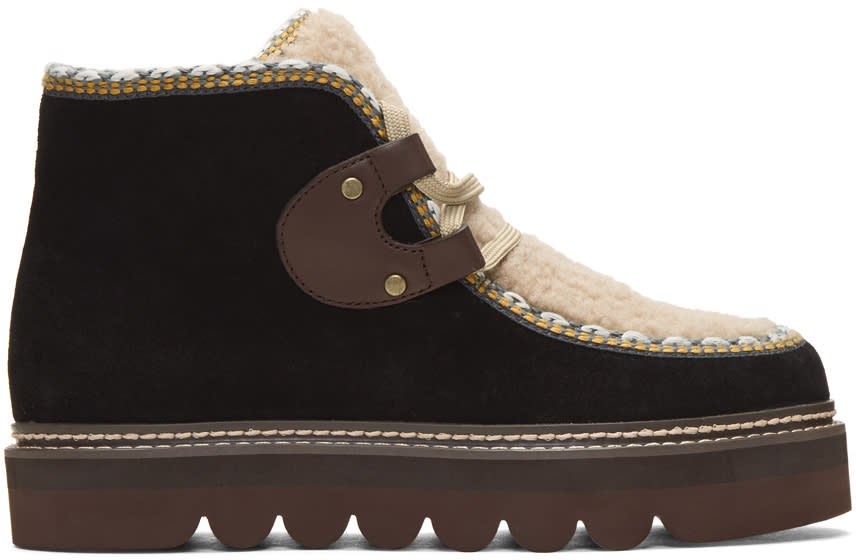 See By Chloe Black Shearling Klaudia Boots