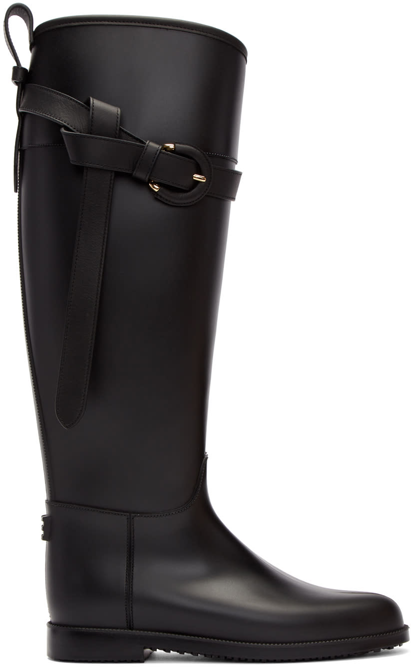 Burberry Black Roscot Riding Rain Boots