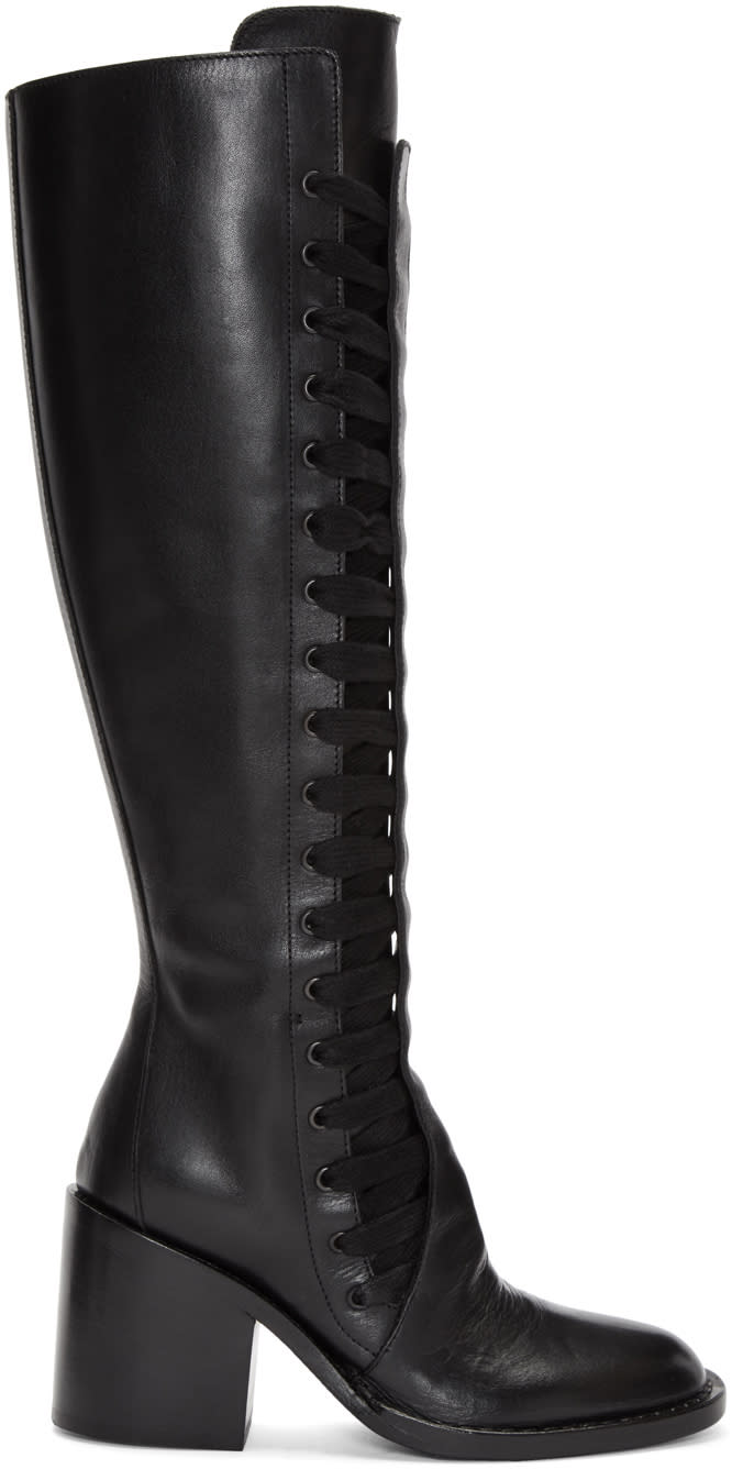 Ann Demeulemeester Black Heeled Lace-up Boots