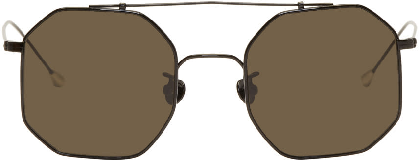 Ann Demeulemeester Black Linda Farrow Edition Octagon 52 Sunglasses