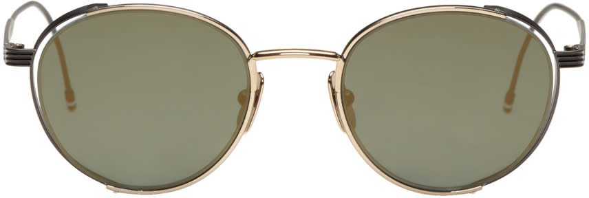 Thom Browne Black and Gold Tb 106 Sunglasses