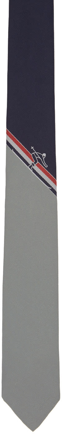 Thom Browne Navy Skier Stripe Classic Tie