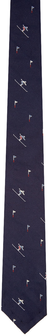 Thom Browne Navy Classic Skier Tie