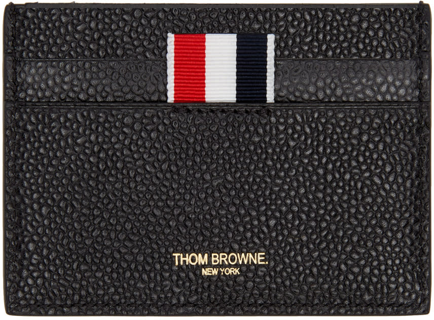 Thom Browne Black Diagonal Stripe Single Card Holder