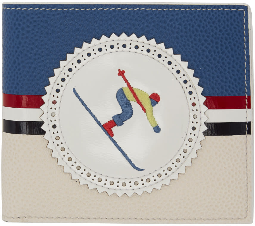 Thom Browne Blue and White Skier Bifold Wallet