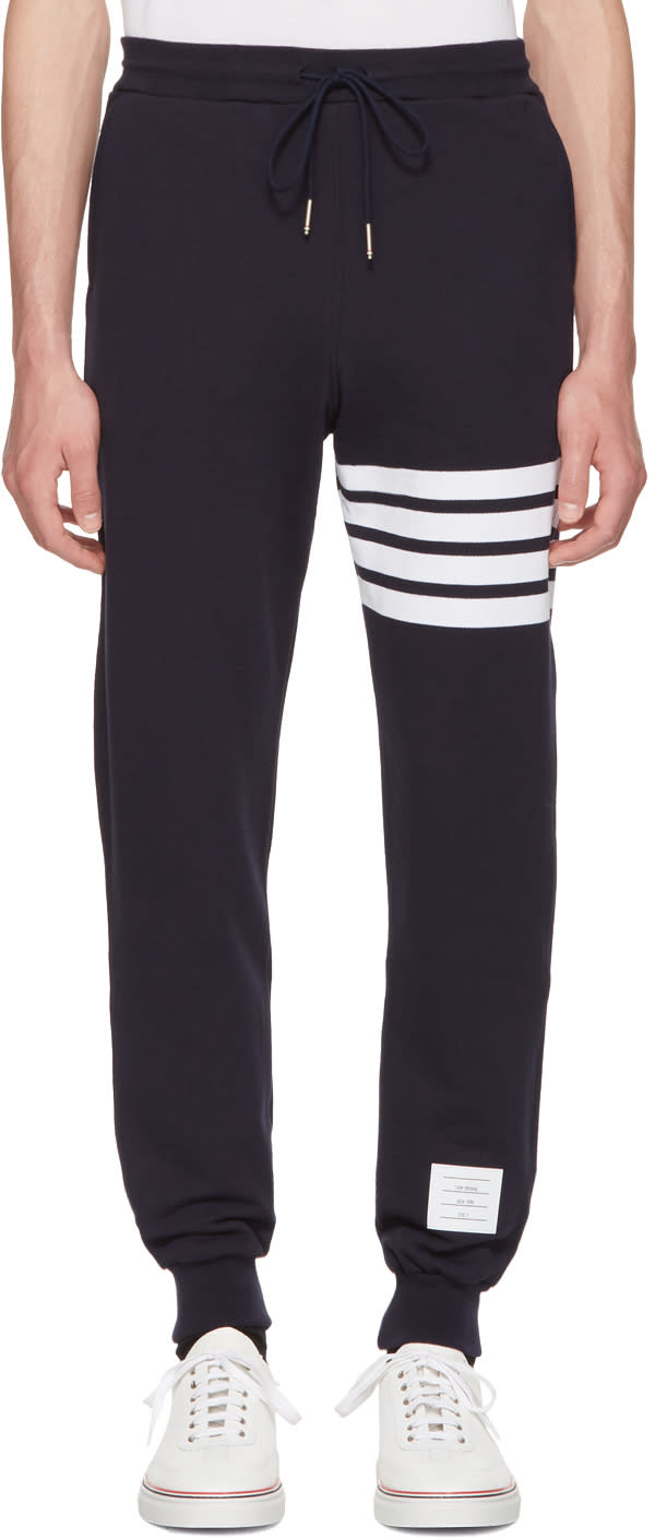 Thom Browne Navy Classic Four Bar Lounge Pants