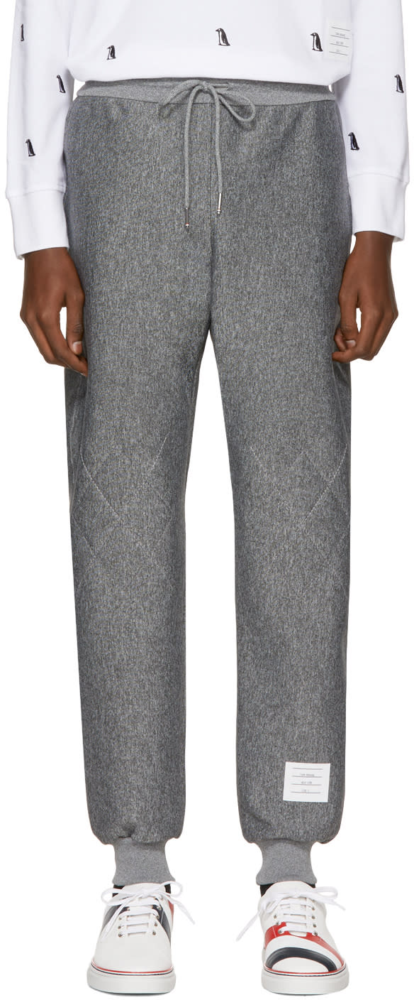 Thom Browne Grey Quilted Argyle Classic Lounge Pants